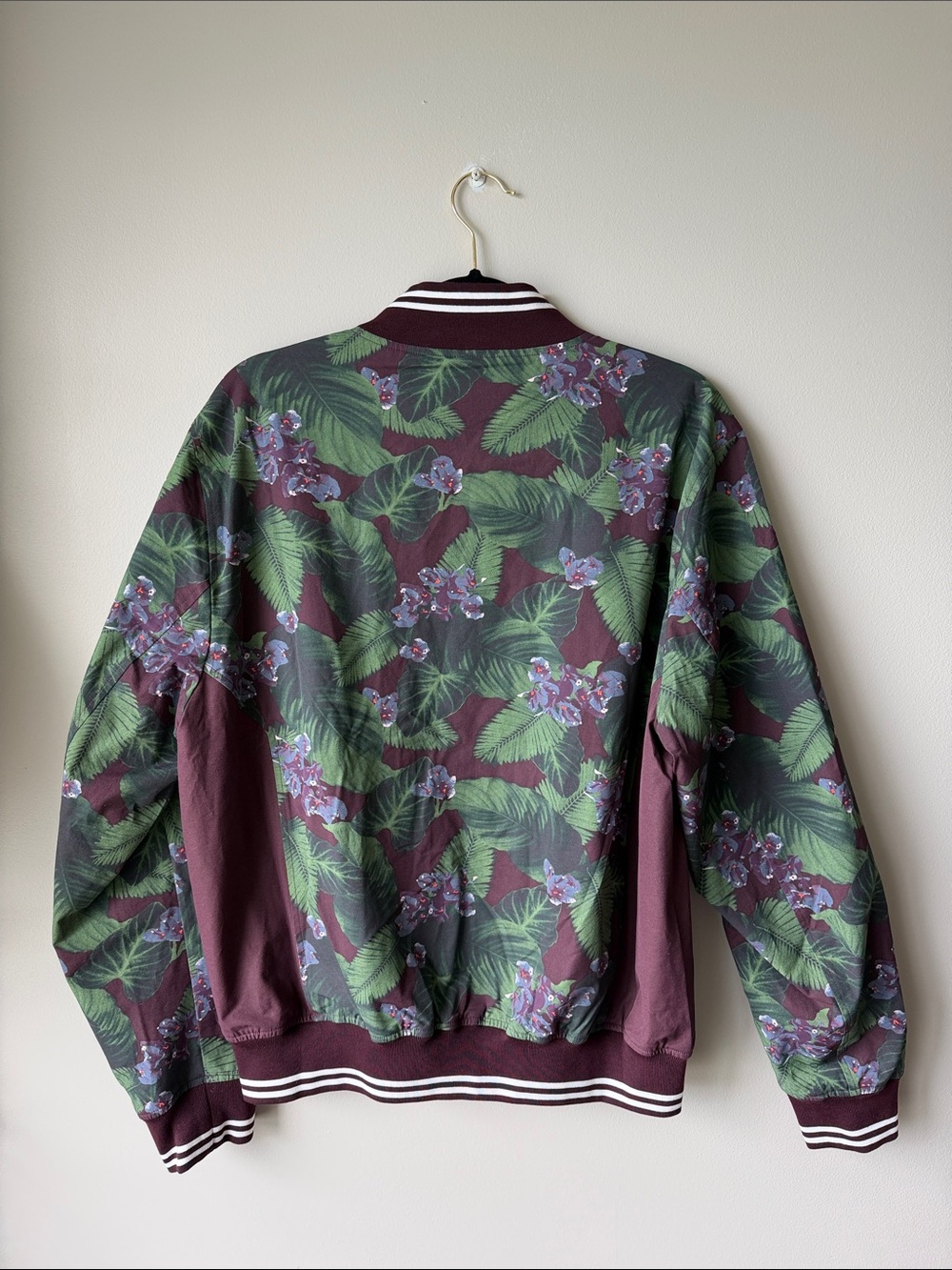 GSTQ Floral Pinstripe Bomber Jacket in Green Men’s Medium - Picture 16 of 16